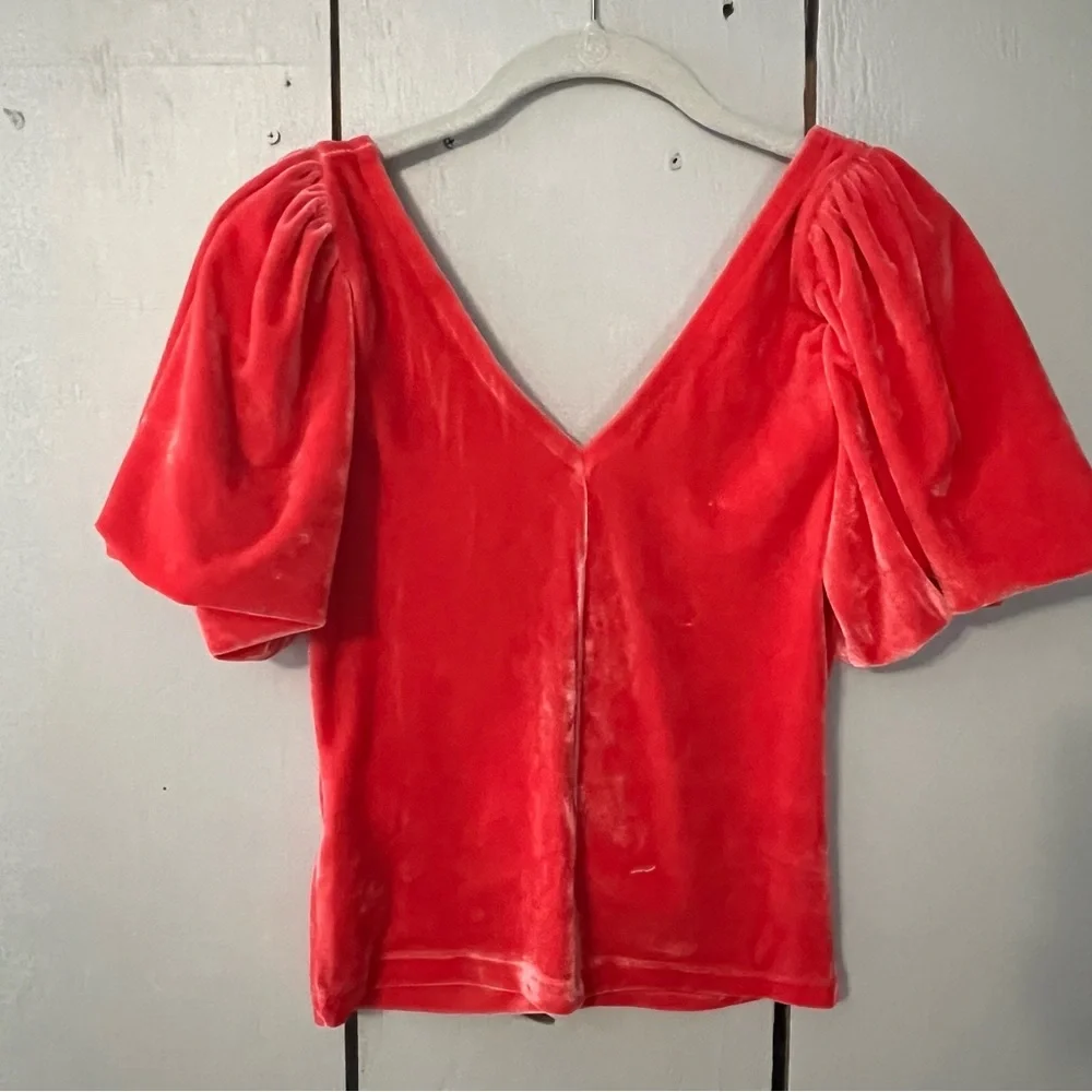 Free People Ruched Velvet V-neck Top In Strawberry Spritz Ruched